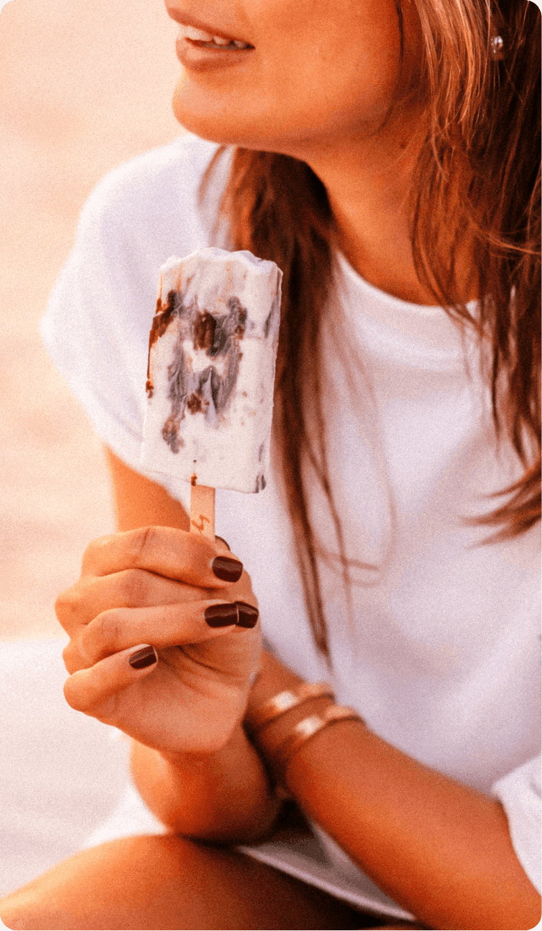 Woman enjoying a LA PALETA paleta